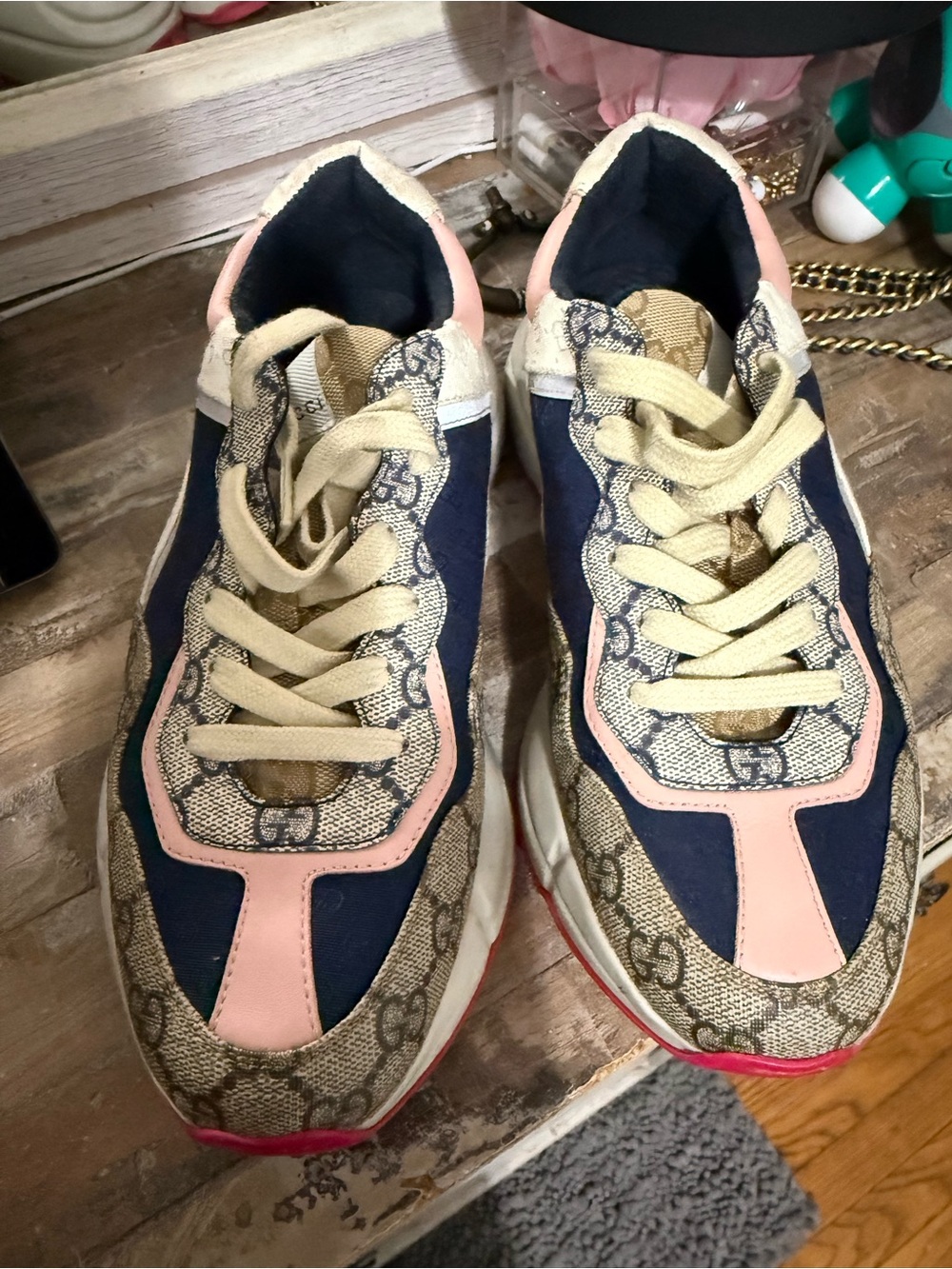 Gucci Navy, Pink, Beige Logo-Print Women’s Sneakers